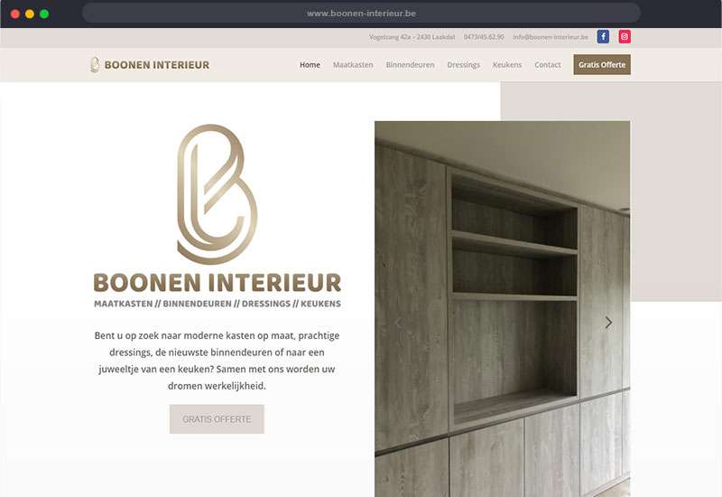 Website voor Boonen Interieur