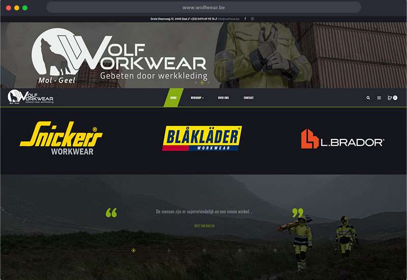website van Wolf Workwear